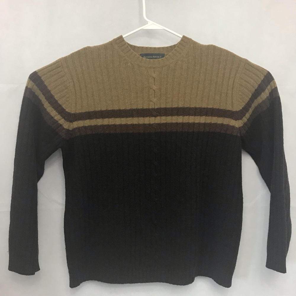 Banana Republic Lambswool Sweater Brown Black LG
